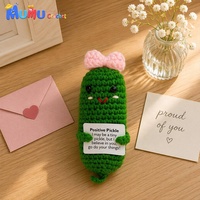 Boneka Mentimun Rajut Amigurumi Buatan Tangan dari Katun, Mainan Peluk Penyemangat, Boneka Isi Mentimun Lucu, Dekorasi Meja, Hadiah