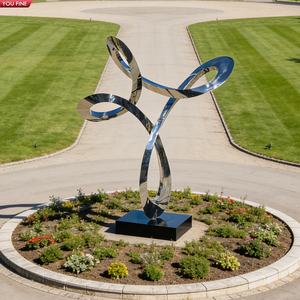 Sculpture abstraite moderne en acier inoxydable poli miroir YOUFINE pour jardin - Product Image 6