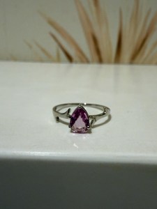 10K Ethical <b>Silver</b> Yellow Gold Natural Pink Sapphire Pear Cut Setting <b>Dainty</b> Sparkling Traditional Women's Everyday Wear <b>Ring</b> - Product Image 3
