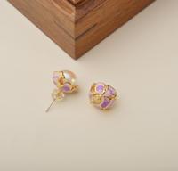 Vente chaude Nouveau Ethnique Délicat Émail Coloré Incrusté Perle En Laiton Boucles D'oreilles Pour Les Femmes Fleur Forme De Mariée Bijoux Cadeau