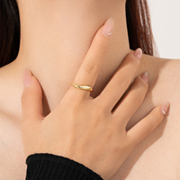FUAMAY Classic 925 Sterling Silver Casual Rings Pour Dames 18K Plaqué Or Uni Chunky Wave Ring