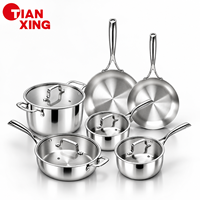 TIANXING Ensemble de casseroles en acier inoxydable multicouche 10 pièces pour la cuisine professionnelle, fournitures pour cuisines professionnelles, OEM ODM, acheteurs en gros