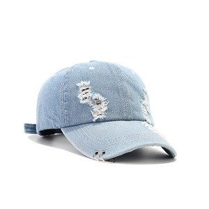 Cappello da cowboy coreano distressed con fori, unisex, con anello di fissaggio, stile hip hop, street dance, retrò, semplice, personalizzato, sportivo, in denim, stile Hong Kong - Product Image 5