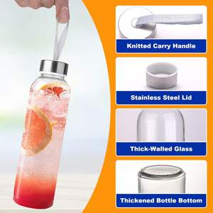 Wholesale Drink Milk Tea Beverage Storage 12 oz 16 oz Glass <strong>Bottle</strong> for Juice with Lids Botella De Vidrio De Jugo - Product Image 2