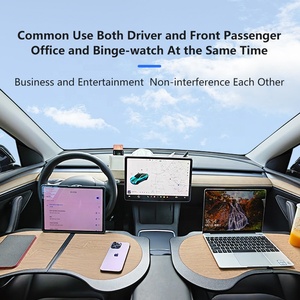 Pour <span class=keywords><strong>Tesla</strong></span> Model 3 Model Y Food Desk pour ordinateur portable Table de voiture pliable pour manger plateau polyvalent pour accessoires de conducteur - Product Image 3