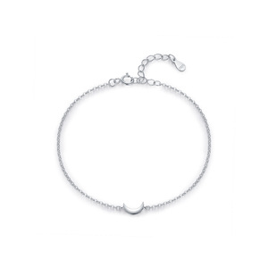 S925 Silver Minimalist Moon Chain <b>Bracelet</b> Everyday Wear Unisex Simple Silver Tone Crescent Moon <b>Bracelet</b> For Women Jewelry - Product Image 1