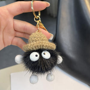 2025 nouveau haute qualité mignon dessin animé petit charbon porte-clés doux pompon poupée accessoires doux en peluche matériel voiture clé pendentif porte-clés - Product Image 4
