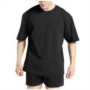 Camiseta de Hombre, Corte Regular, Negra, Manga Corta, Cuello Redondo, Tejido de Punto, Color Sólido, Spandex/Algodón, Antiarrugas, Ecológica, Personalizable - Product Image 1