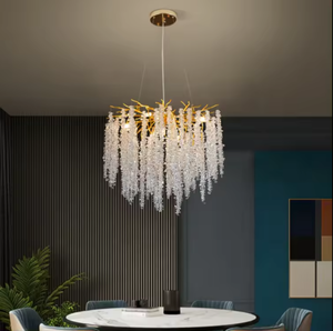 Zèle éclairage personnalisé salle à manger branche d'arbre en aluminium lampes suspendues branche k9 lustres en cristal - Product Image 2