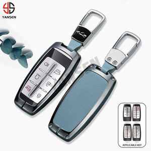 Carcasa de aleación de Zinc para mando a distancia de coche, funda Fob para <span class=keywords><strong>Hyundai</strong></span> <span class=keywords><strong>Genesis</strong></span> G70 G80 GV80 <span class=keywords><strong>G90</strong></span> <span class=keywords><strong>2020</strong></span> 2021 2022, llavero de cuero - Product Image 1
