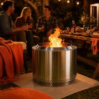 Barbecue sans fumée en acier inoxydable de 27 pouces, chauffe-terrasse, cuisson extérieure, idéal pour brûler du bois – Cadeaux naturels