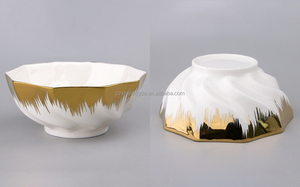 Plato de cerámica para restaurante, cuenco con borde dorado único, OEM - Product Image 5