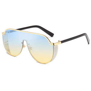 Gafas de Sol de Alta Calidad al por Mayor, <span class=keywords><strong>Lentes</strong></span> de PC de una Pieza, Protección UV400, Montura Metálica, Moda Femenina - Product Image 6