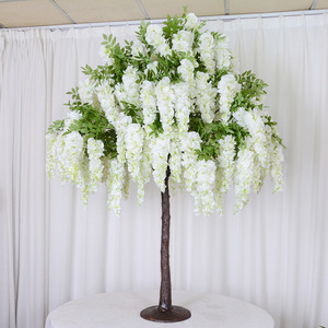 Arbre artificiel de glycine pour centre de table de mariage, tronc en FRP, fleurs suspendues, décoration de mariage - Product Image 1