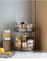 Étagère à épices multifonctionnelle Lazy Susan en plastique à double niveau, réglable en hauteur, écologique, pour sous l'évier et dans l'armoire