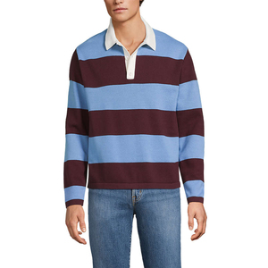 ロングスリーブ刺繍ロゴラグビーシャツビンテージストライプ柄特大ニットコットン - Product Image 5