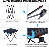 Mesa de picnic plegable de aluminio para acampar al aire libre con una bolsa para senderismo, mochilero