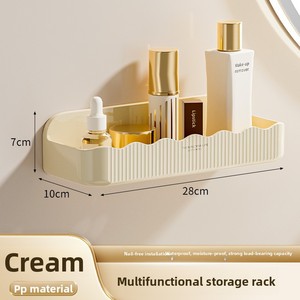 Giá để đồ nhà tắm gắn tường một tầng bằng nhựa PP, có ngăn gương không cần khoan, hộp đựng đồ phía trước, kệ mỹ phẩm để dụng cụ - Product Image 5