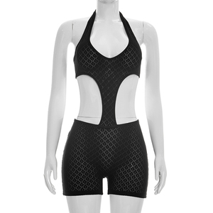 Viviblook J26RP175 Mono de verano para mujer, estilo halter, sin espalda, con tirantes, cintura hueca, ajustado, de una pieza - Product Image 2