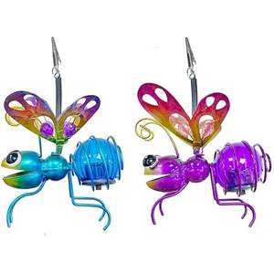 Farfalla solare decorativa in metallo e PVC - Attraente design illuminato, ideale per giardini e decorazioni esterne. - Product Image 1