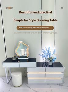 <span class=keywords><strong>Coiffeuse</strong></span> à LED de style moderne et simple <span class=keywords><strong>Coiffeuse</strong></span> éclairée Bureau de maquillage <span class=keywords><strong>avec</strong></span> placard intégré Panneau en bois pour chambre à coucher - Product Image 6