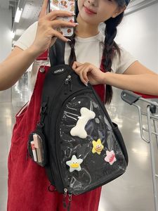 Bolso Bandolera Casual Transparente con Cremallera, de Poliéster, Estilo Vintage, para Mujer, Simple, Estilo <span class=keywords><strong>Ita</strong></span> Y2K, para Chicas - Product Image 2