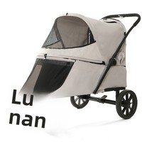 Poussette pour animaux de compagnie de grande taille à forte capacité de charge avec rampe d'accès, chariot à roulettes pour chiens pour plusieurs animaux, promenades en extérieur, courses