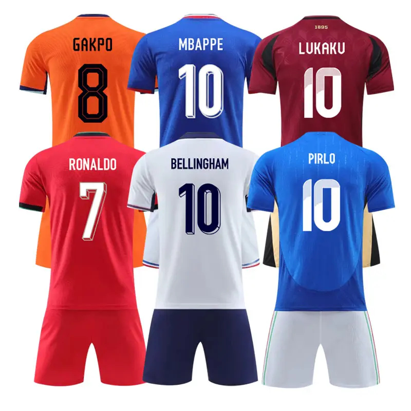 Sıcak satış 24/25 Euro futbol forması set nefes eğitim T Shirt özel numarası adı futbol kıyafetleri