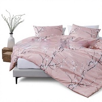 Ensemble de housse de couette et taies d'oreiller à imprimé floral Vio, trois pièces, polyester 600TC, lavable, fourni directement par le fabricant