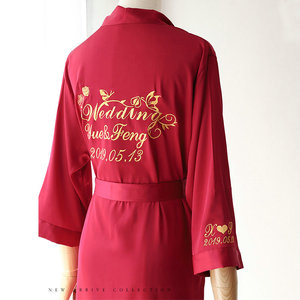 Wedding <strong>Robes</strong> Faux Silk Sleepwear Bride Bridesmaid <strong>Robes</strong> Pajamas Sexy Female Nightwear Bathrobe Nightdress Nightgown - Product Image 2