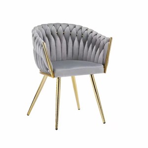 Chaise de salle à <span class=keywords><strong>manger</strong></span> confortable en velours de luxe, dossier rembourré, tressée en corde, vente chaude 2026, directement de l'usine - Product Image 2