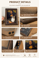 Maison pour chat triangulaire artistique 4D de style peinture célèbre et créative, avec cadre en carton durable à 3 panneaux amélioré, modèle Villa