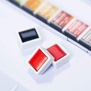 Ensemble de peinture à l'aquarelle solide portable de 24 couleurs avec pinceaux et tampons - Product Image 2