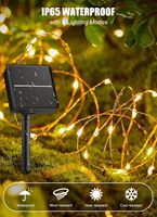 Luces Solares LED de Cobre, 22 Metros, 200 LED, IP67, Impermeables, para Jardín, Pequeñas, 8 Modos Ajustables, Eficiencia Energética