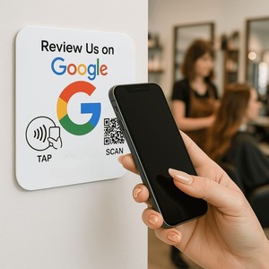 Insegna NFC per Recensioni Google con Adesivo 3M, Scansiona con Tocco o QR per Recensioni Google, Compatibile con iPhone e Android - Product Image 1