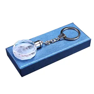 Noble Crystal Heart Keychain 3D Laser Custom Bespoke Logo Promotional Business Love Gift Decoration Wedding Favor Hand Craft