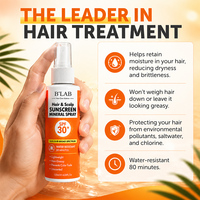 Brume capillaire végane SPF30, spray solaire pour cheveux et cuir chevelu, non gras, protection UV pour la plage, protection contre la chaleur, spray solaire pour cheveux
