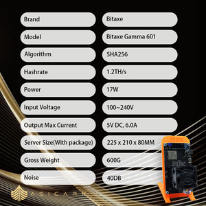 ASICARK |   BITAXE Gamma 601 1.2T SHA-256 Macchina per <span class=keywords><strong>Mining</strong></span> ASIC Solo a Basso Rumore e Risparmio Energetico in Metallo - Product Image 2
