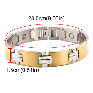 Vendita calda da uomo stile Trendy bracciale in acciaio inox placcato oro doppia catena <span class=keywords><strong>con</strong></span> forte calamita braccialetti alla moda - Product Image 4
