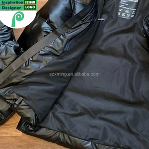 Vestes d'hiver décontractées pour hommes personnalisées, noires, à <span class=keywords><strong>capuche</strong></span>, grandes tailles, fermeture éclair, légères, chaudes, en duvet de canard, style bomber - Product Image 6
