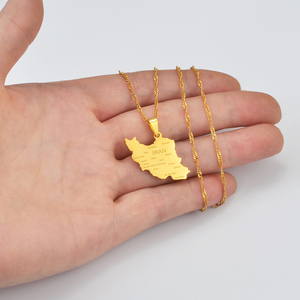 Kalung Liontin Peta Kota Iran Perhiasan Baja Anti Karat untuk Wanita Pria Gadis Emas untuk Acara Pesta-Perhiasan Iran # 212521 - Product Image 2