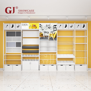 Niedriger Preis Miniso Produkt regal Kunden spezifische Holz Metall Weiß Möbel Wand Display Regale für Boutique Schmuck Geschenk laden - Product Image 6