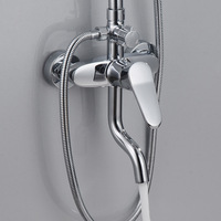 HUICI Ensemble de douche en laiton à poignée unique de style classique de haute qualité, matériel de salle de bain mural avec fonction de pluie