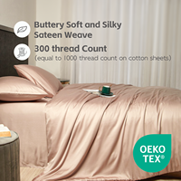 Parure de Draps Housse et Housse de Couette en Bambou 100% Biologique Certifié OEKO-TEX, Taille King Size, 300 Fils, Style Simple pour Usage Domestique