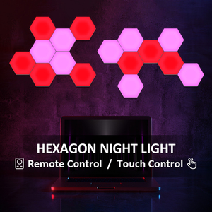 Hiện đại nhựa RGB Hexagon Bảng điều chỉnh Neon đêm đèn <span class=keywords><strong>USB</strong></span> lượng tử Led cảm ứng-thay đổi tổ ong kết hợp phòng ngủ khách sạn tường - Product Image 2