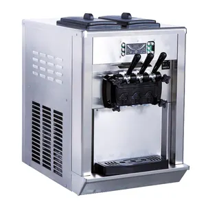 Máquina de sorvete comercial automática de mesa com 3 sabores, máquina de sorvete comercial para negócios