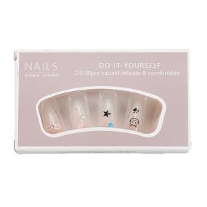 Nails Pure Handmade Long <b>Nude</b> Pink Gradient Bow Hand-painted Wearable Stickers Pre-made Nail Art - Product Image 5