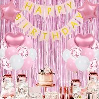 Décoration d'anniversaire pour garçon et fille, guirlande de ballons Joyeux Anniversaire, décorations de fête d'anniversaire rose