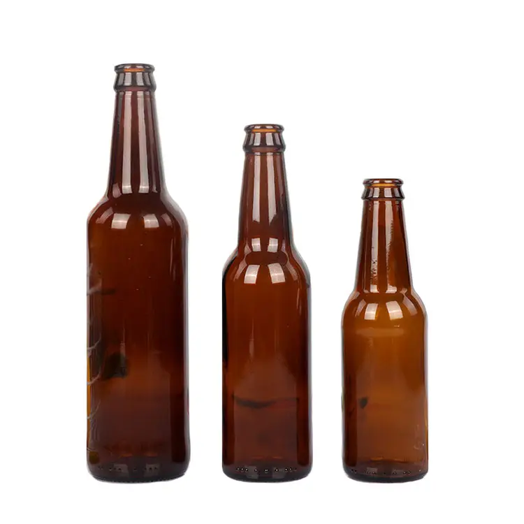 Botella de cerveza personalizada de 250ml, 330ml, 500ml, marrón, de vidrio ámbar, con tapa de corona, gran oferta, precio barato