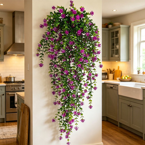 Shuman Artificial Flower Vine 76cm Red Hanging Plant Indoor Outdoor Wedding Wall Decorations - Product Image 2